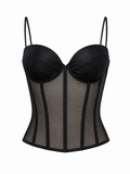 Handmade corset with mesh fabric & drawstrings