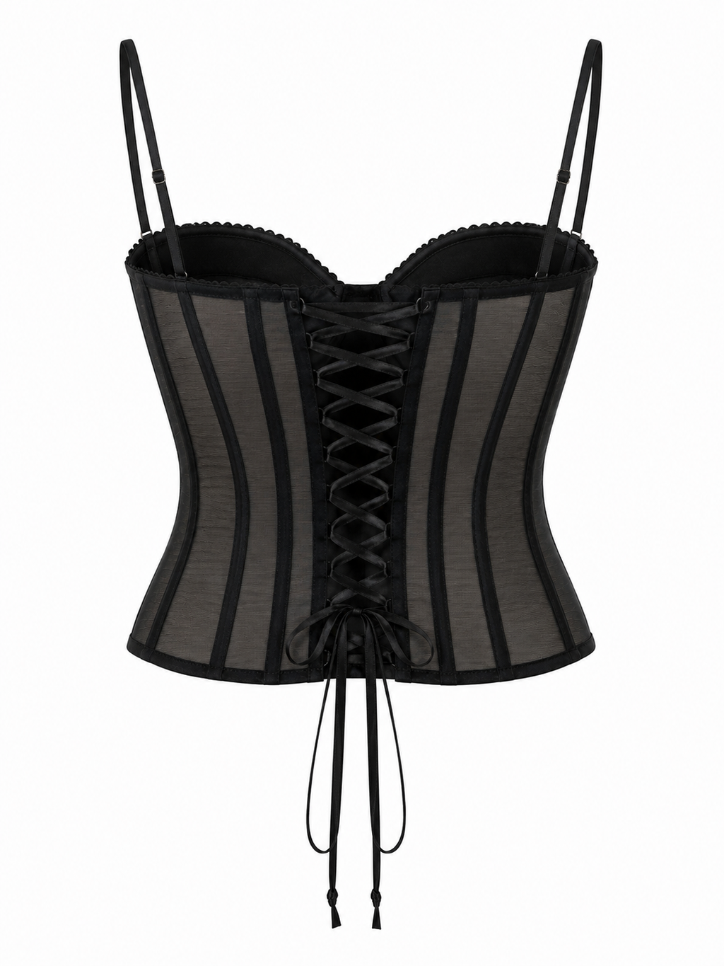 Handmade corset with mesh fabric & drawstrings