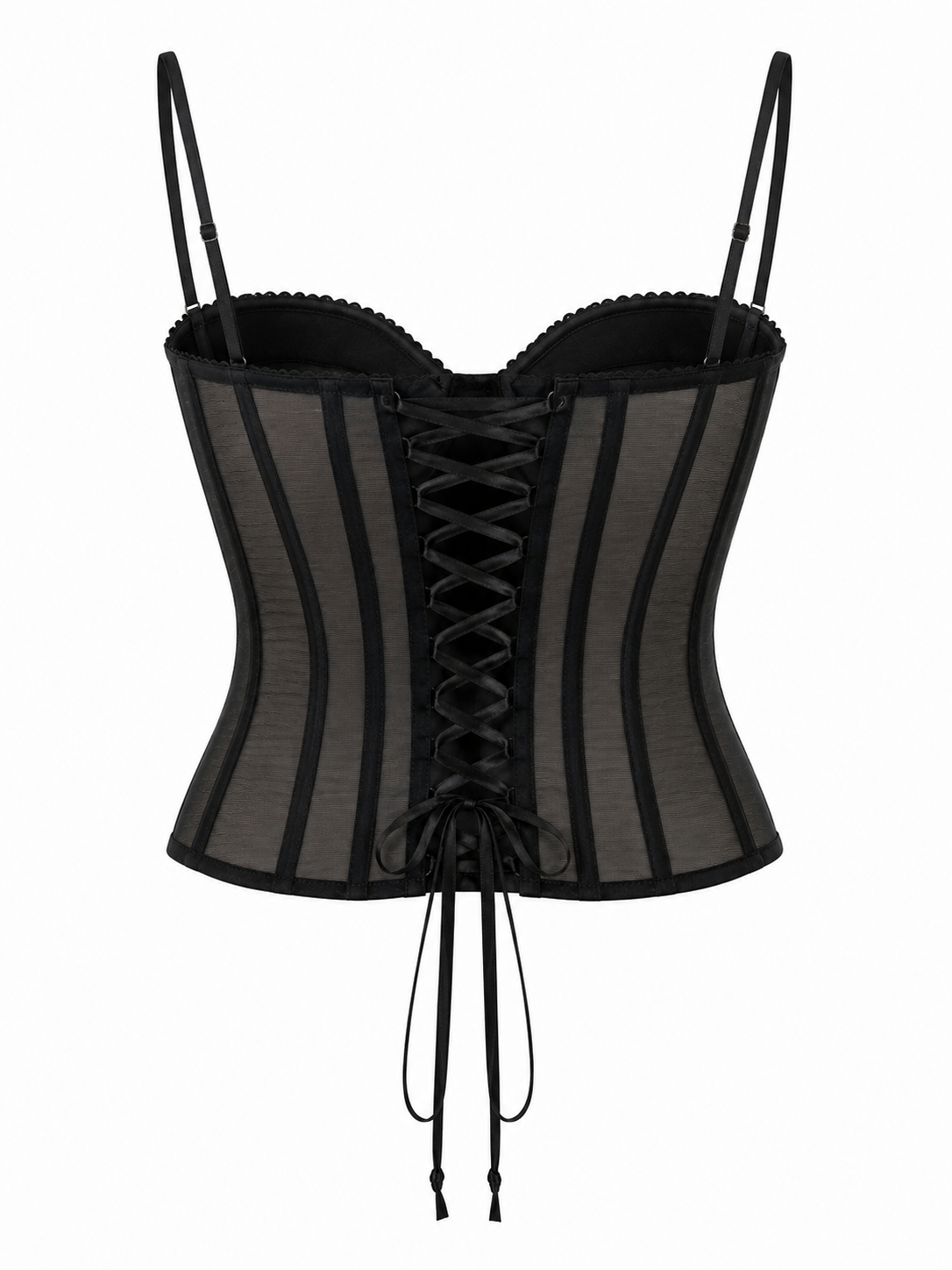 Handmade corset with mesh fabric & drawstrings