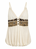 Cinema cotton embellished top with patchwork detail