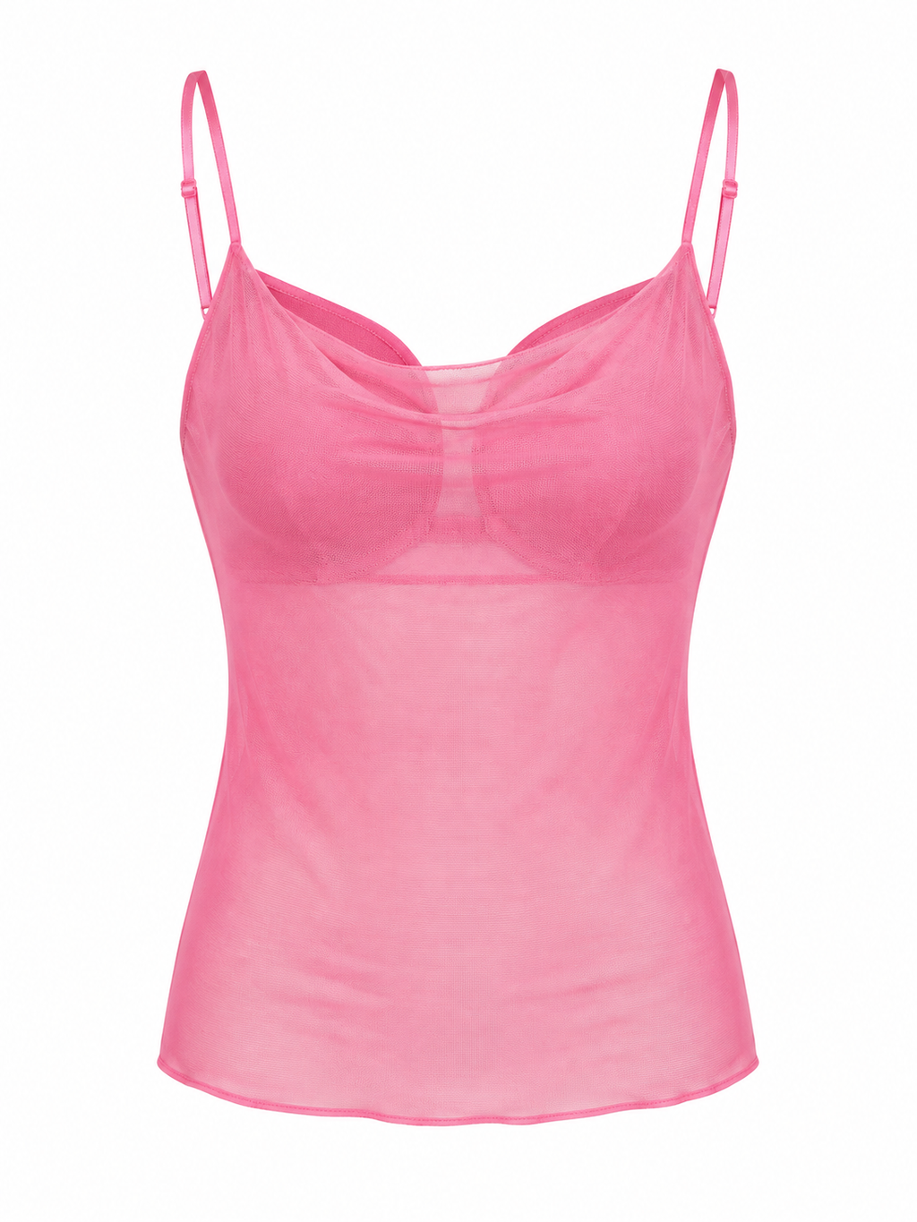 Cinema mesh top with inside bustier -pink