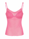 Cinema mesh top with inside bustier -pink