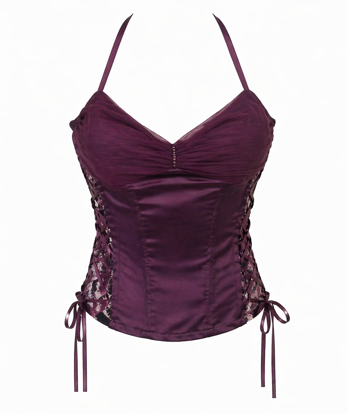 Deadstock taffeta & lace corset top