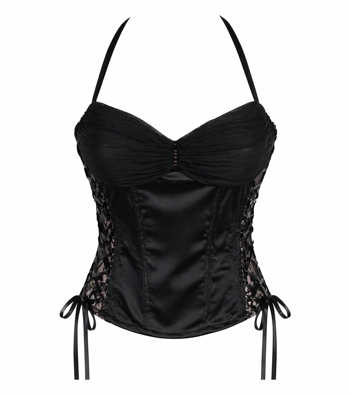 Deadstock taffeta & lace corset
