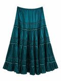 Thick satin boho skirt with sequin details - Blue color