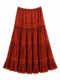 Thick satin boho skirt with sequin details - Copper color