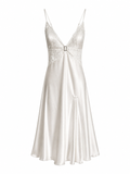 Maxi vintage slip dress wirh lace details and side slit