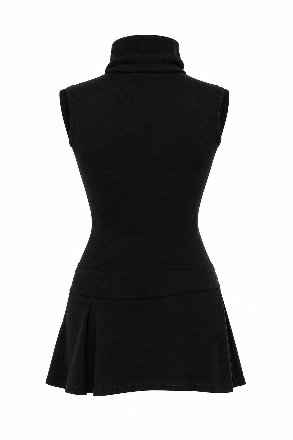 Mini turtleneck dress with side belt detail