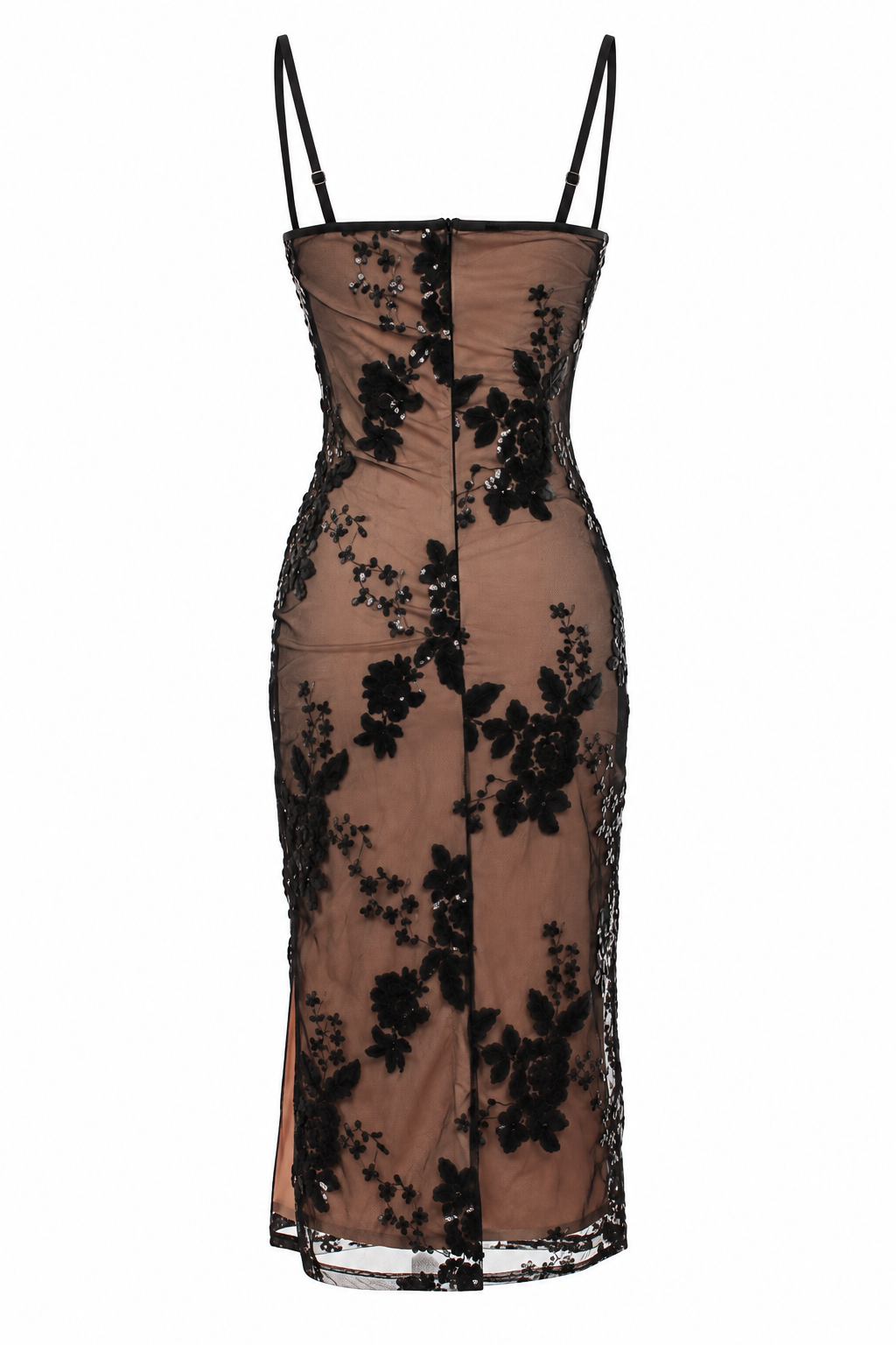 Vintage mesh & sequin embroidery detailed dress