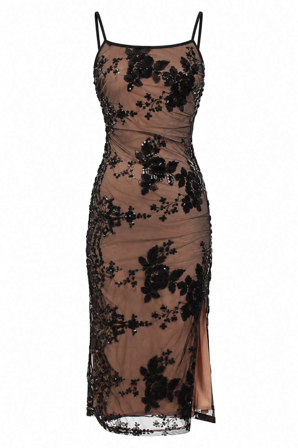 Vintage mesh & sequin embroidery detailed dress
