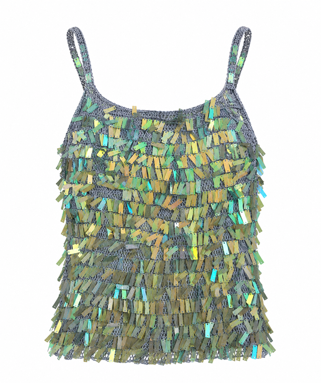 Handmade knitted top with sequins