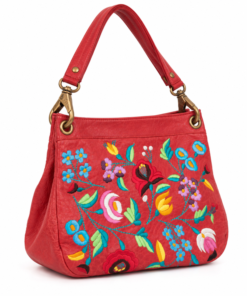 Vintage leather embroidered bag