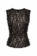 Handmade knitted top with sequins