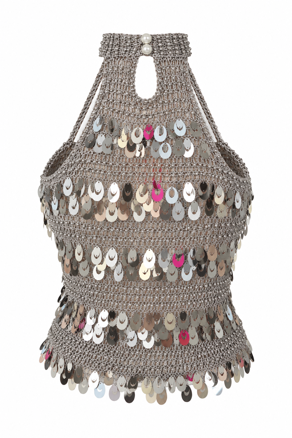 Handmade knitted top with sequins