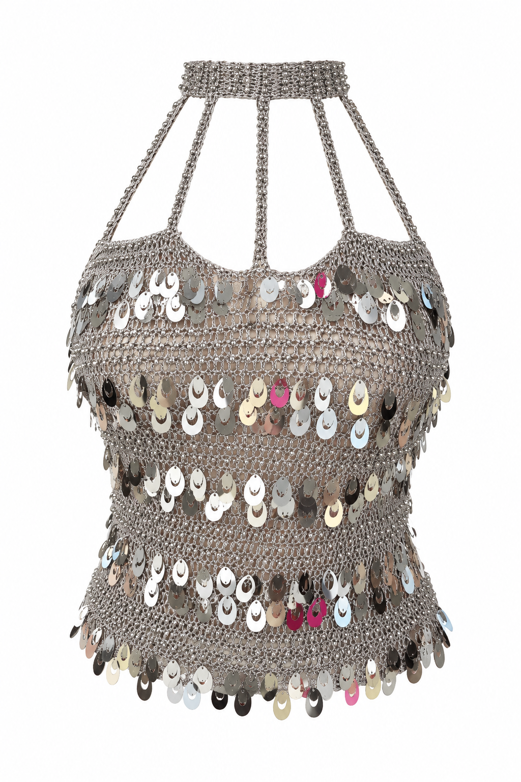Handmade knitted top with sequins