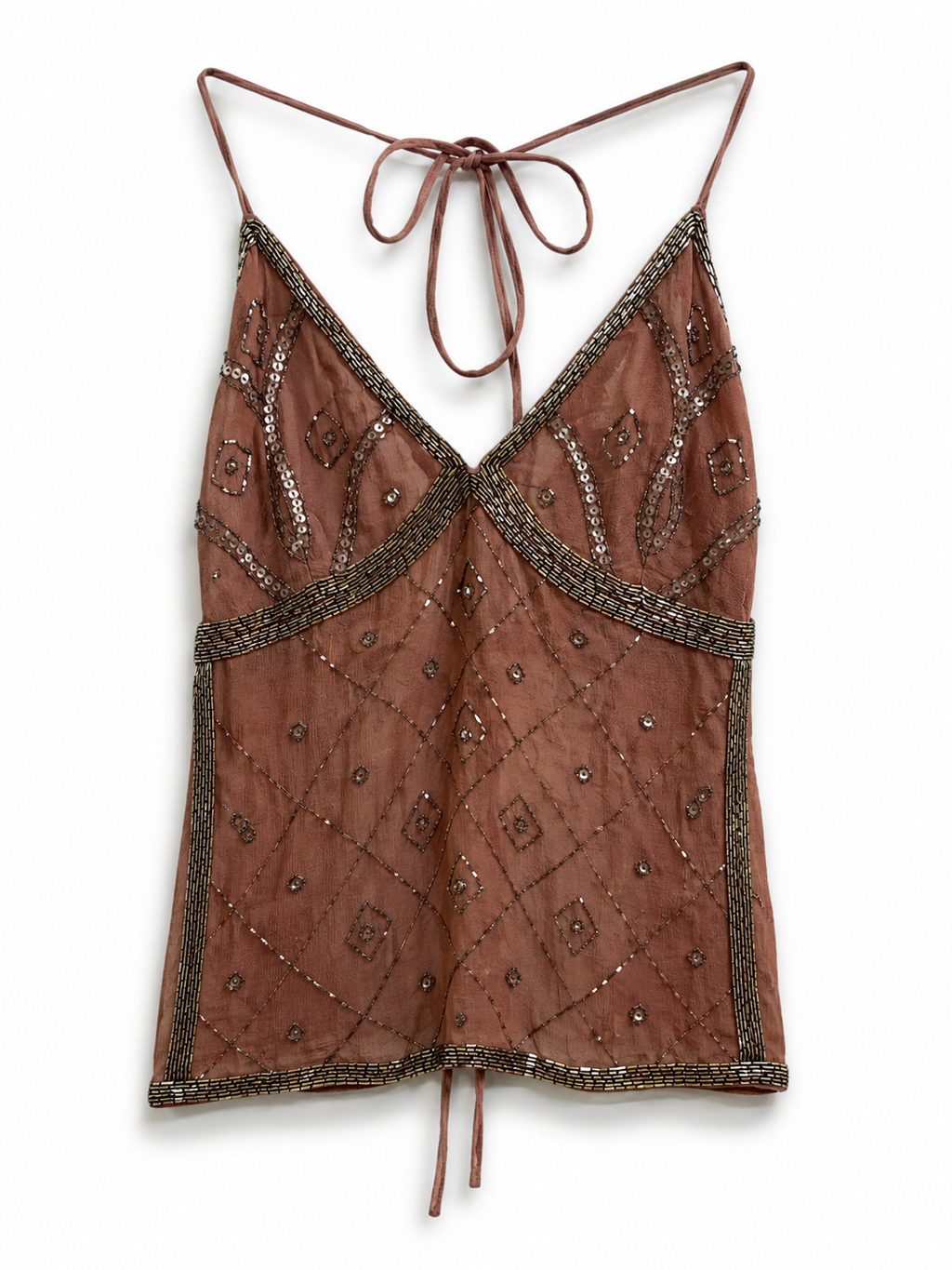 Vintage beaded backless top