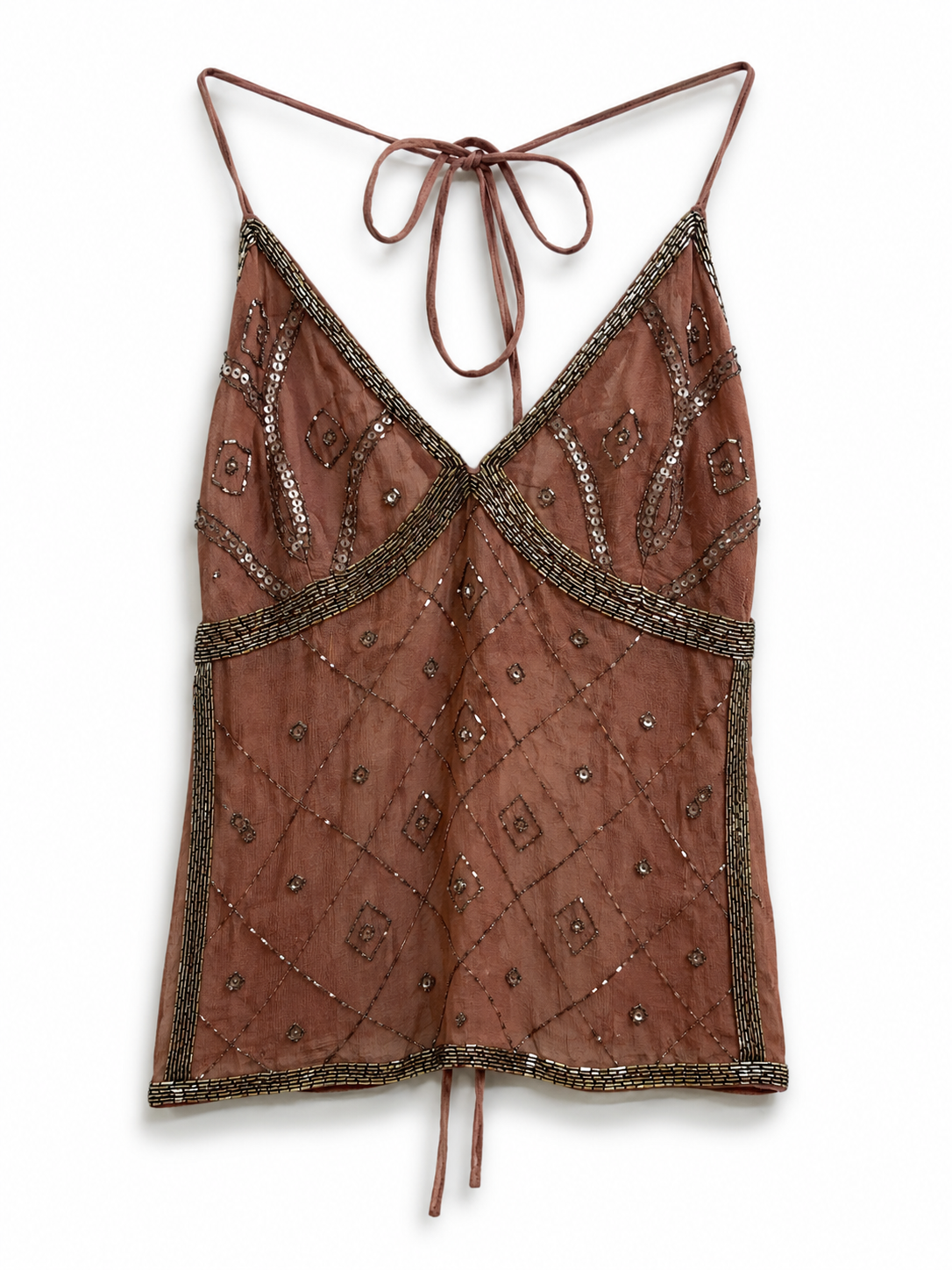 Vintage beaded backless top