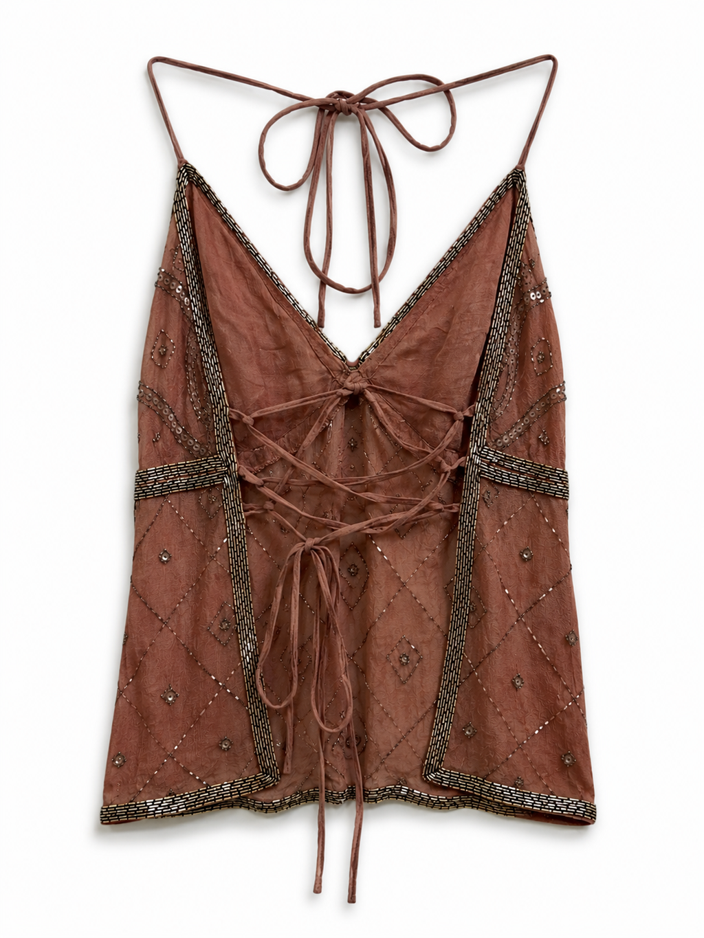 Vintage beaded backless top