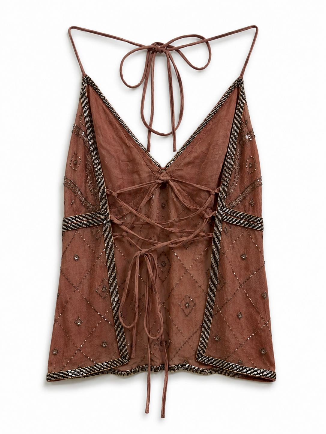 Vintage beaded backless top