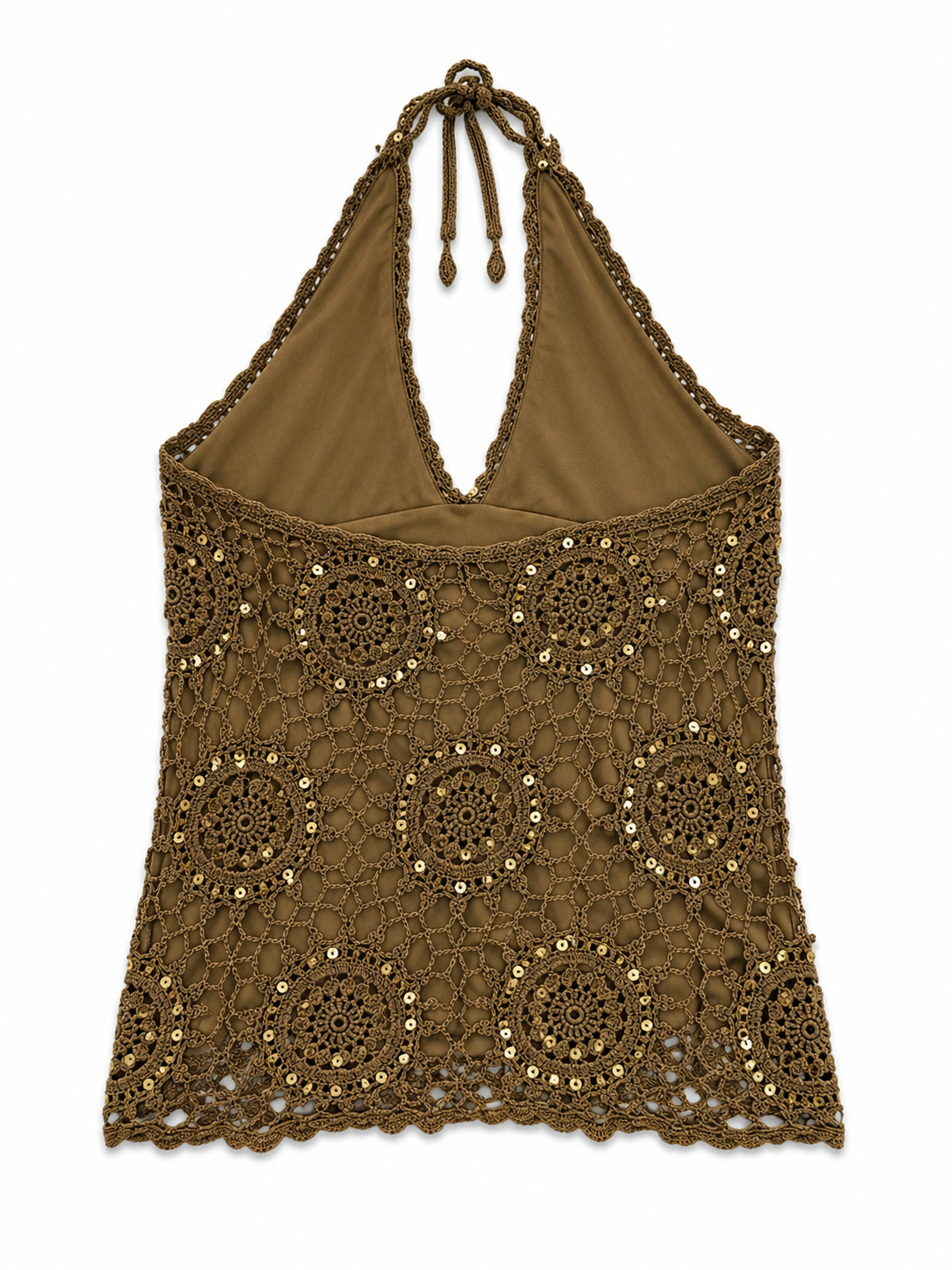 Vintage beaded crochet halter neck top