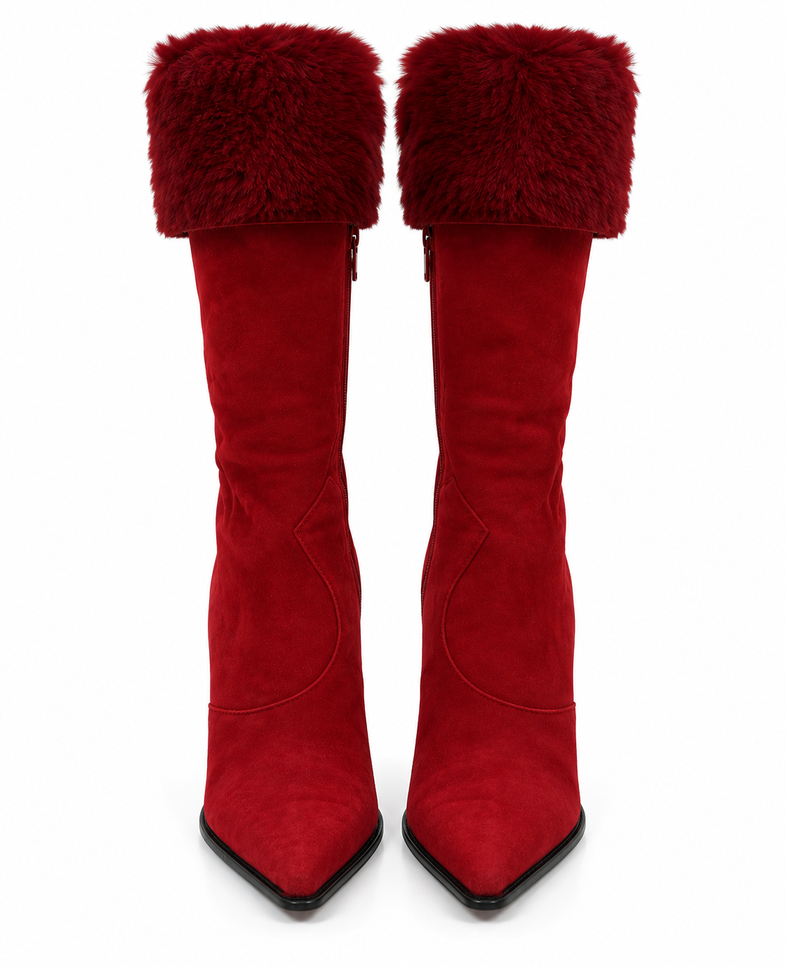 Unworn real leather boots with fur trim