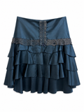 Deadstock satin ruffle skirt