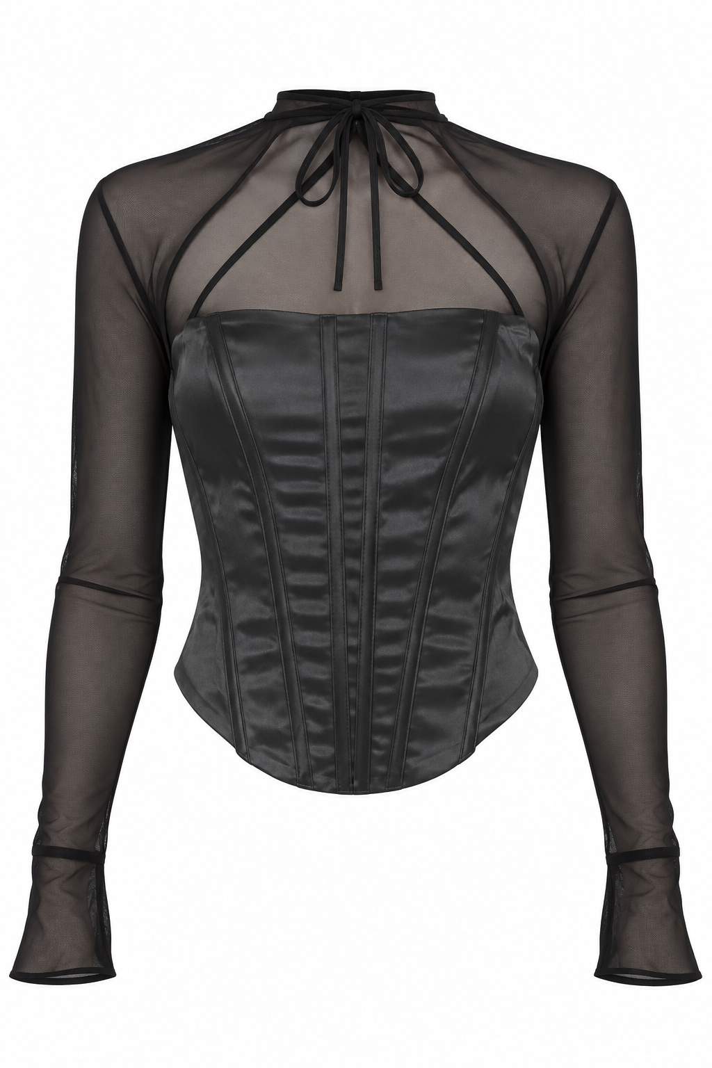 Deadstock corset with mesh sleeves