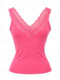 Fuchsia cami top with lace