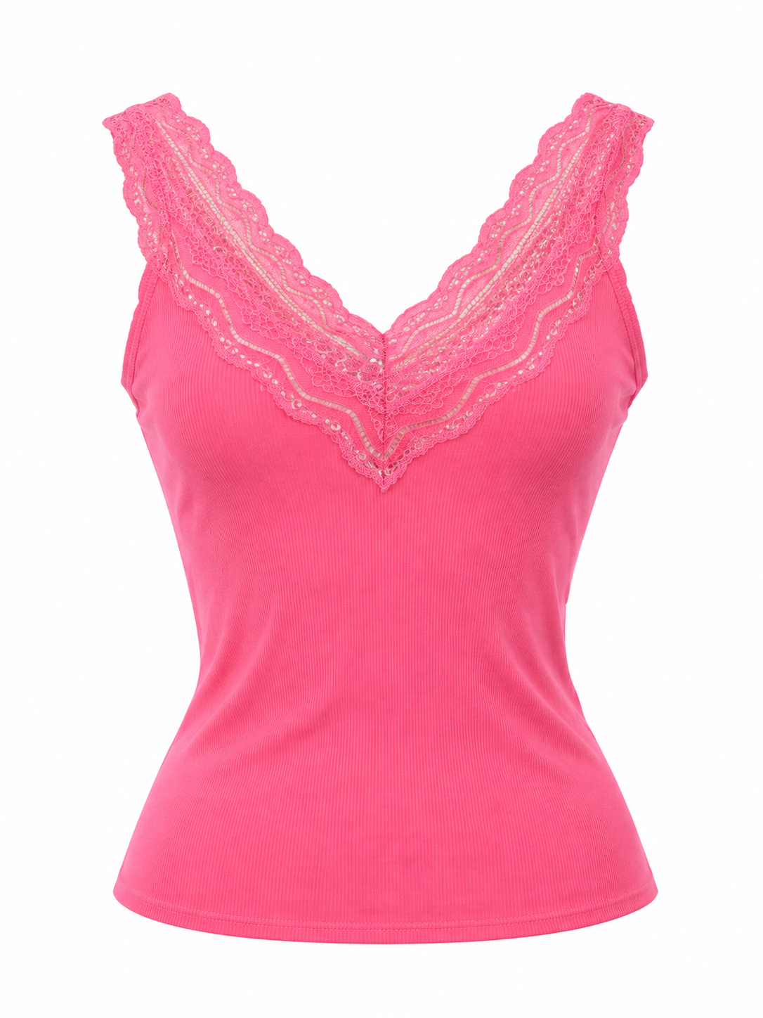Fuchsia cami top with lace
