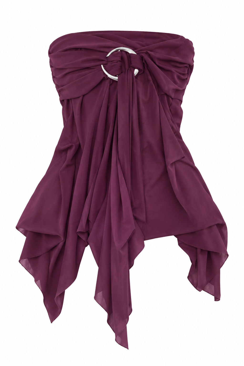 Strapless top with metallic hoop