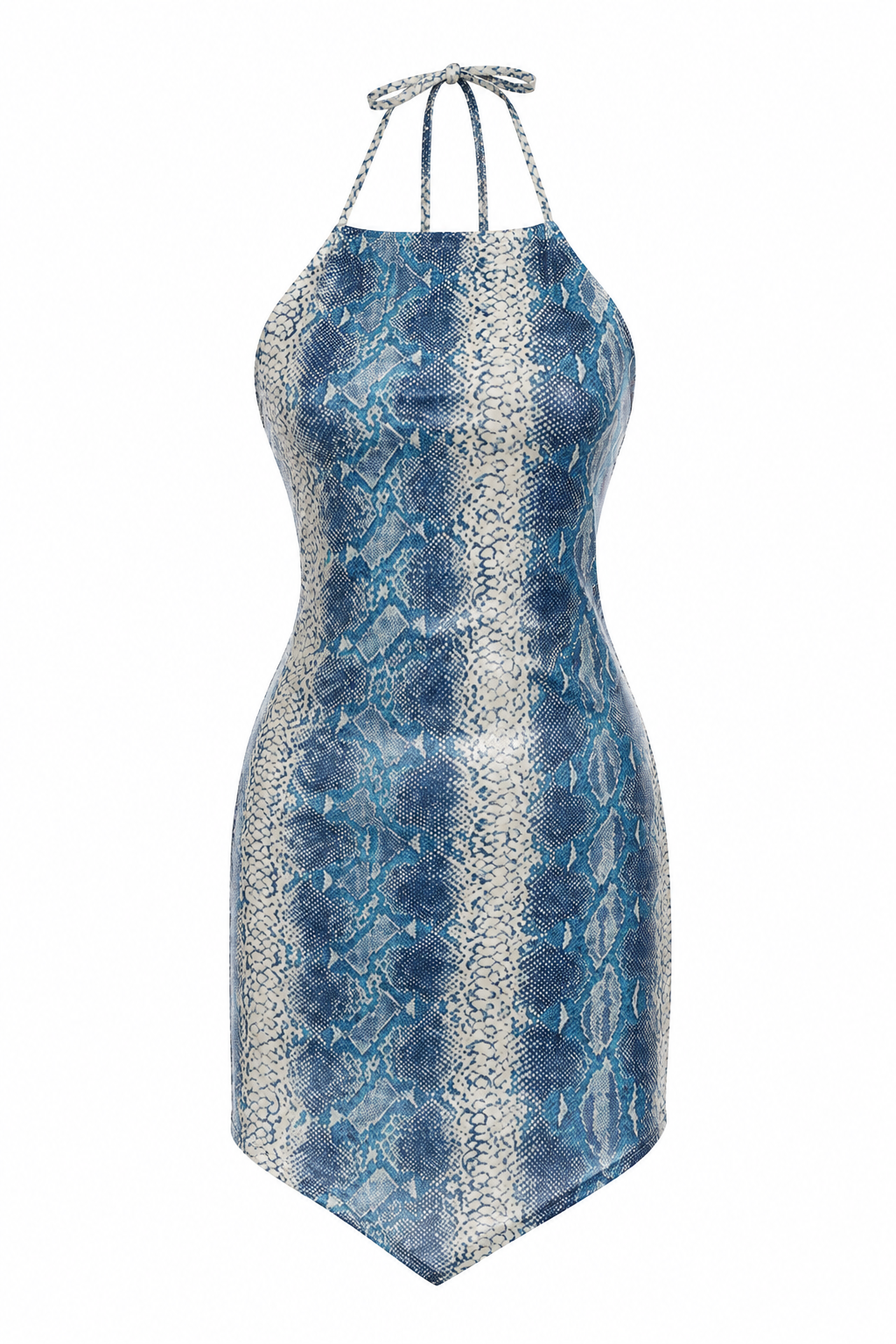 Halter neck snake print dress