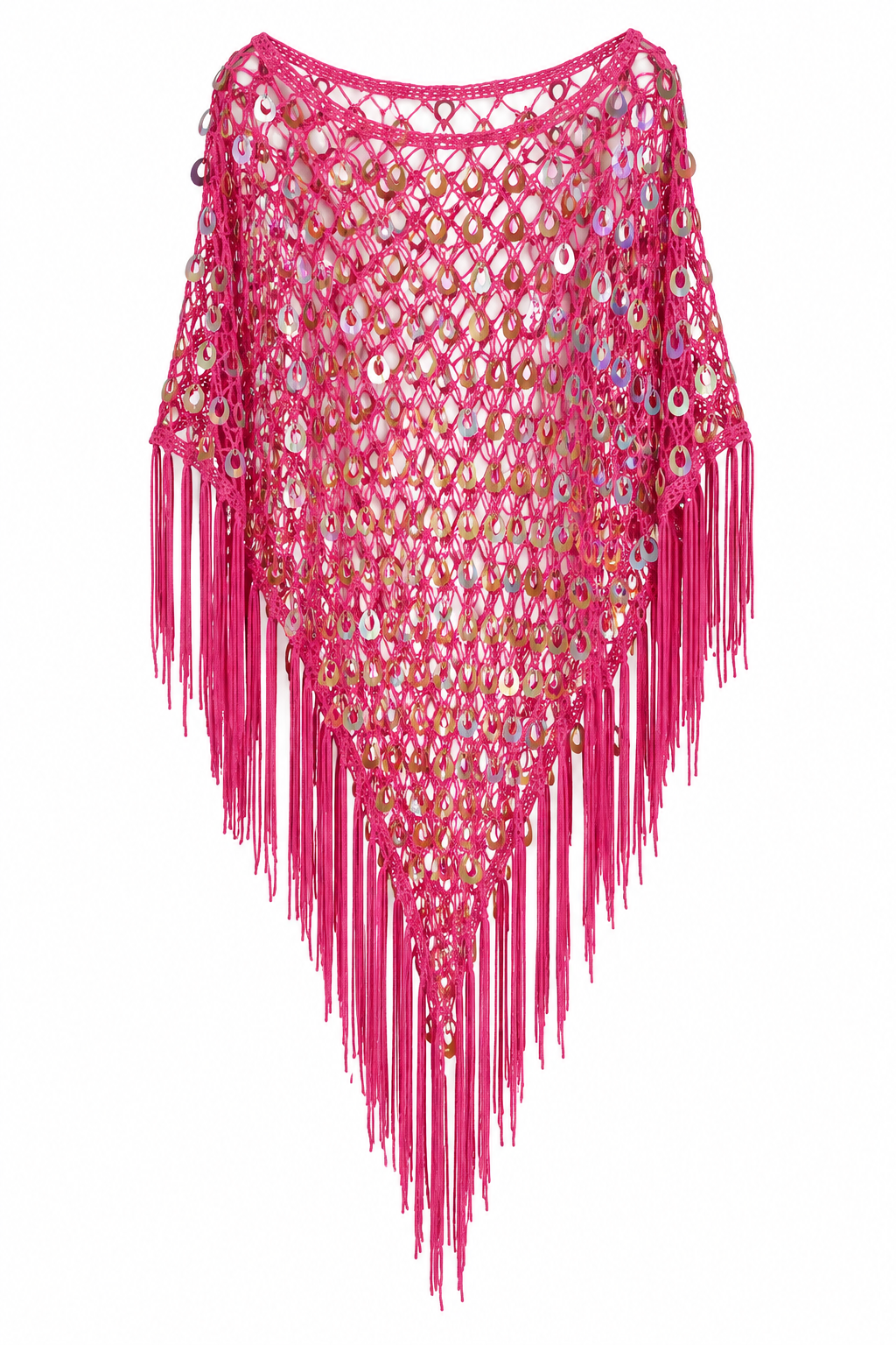 Handmade knitted poncho with sequins