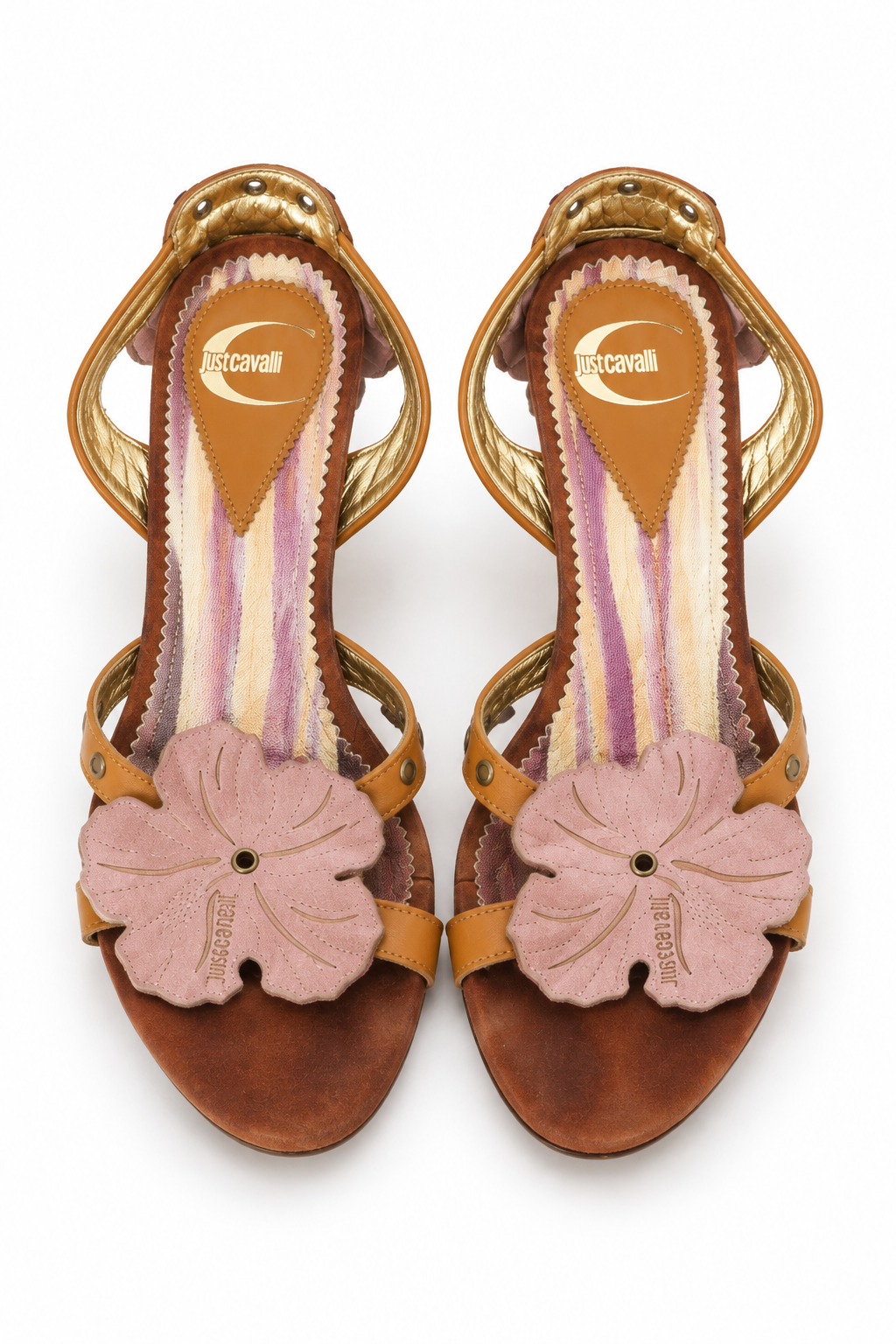 Just Cavalli leather kitten heels with flower
