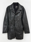 Black buttoned up leather jacket