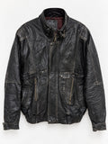 Distressed leather bomber